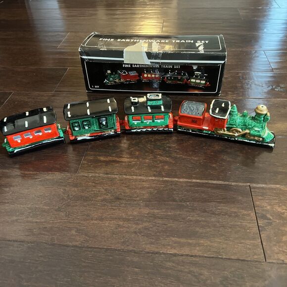 VTG KURT S ADLER, INC. FINE EARTHENWARE TRAIN SET Christmas Village NO CORD/BULB - Picture 1 of 14